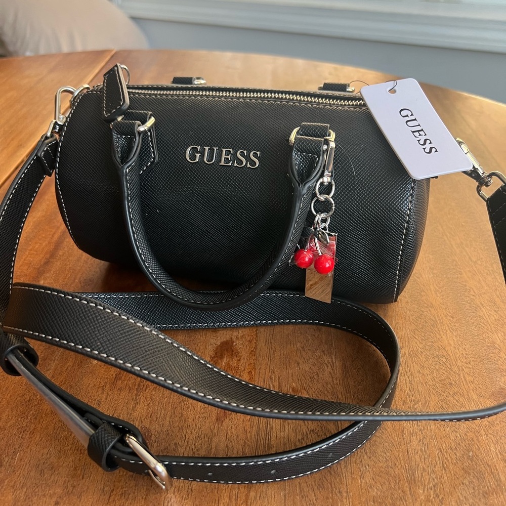 GUESS Black Crossbody Bag with Cherry Charm